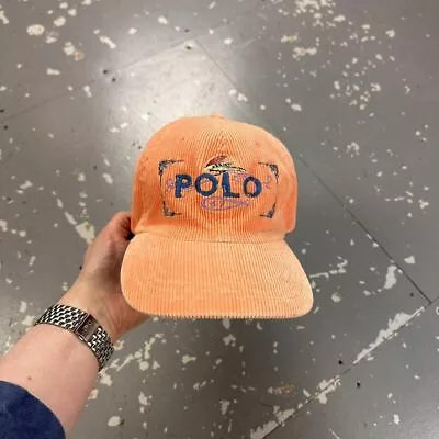 Vintage 00s Polo Ralph Lauren Corduroy Fishing Cap Orange • £68