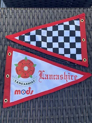 Lancashire Mods Scooter Pennant Flag Red Edge • £6.75