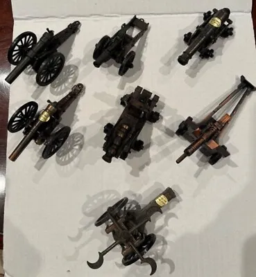 Set Of 7 Vintage Die Cast Metal Cannon And Military Weapon Pencil Sharpeners • $25