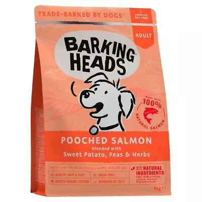 £15.99 • Buy Hypoallergenic Barking Heads Poached Salmon Adult Dog Food 1KG BBE 09/22