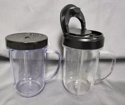 Magic Bullet Blender Two 16 Oz Cups W/Handles One Straw &  Snap Lid Replacement • $14.99