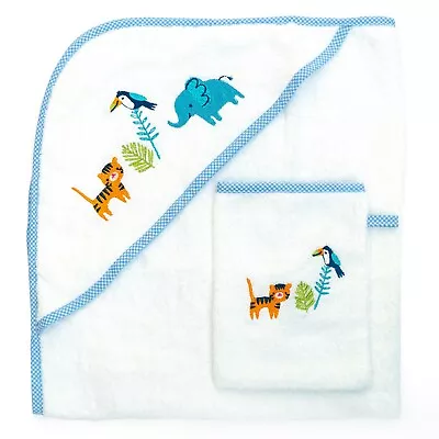 Hooded Baby Towel Wash Cloth Set New Born 100% Turkish Cotton Boy Girl Animals • £11.99