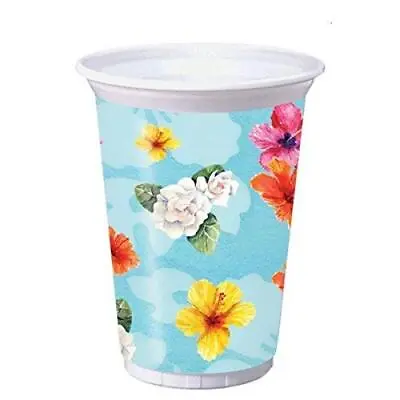$12.18 • Buy Flamingo Fun Hibiscus Tropical Beach Summer Luau Theme Party 16 Oz. Plastic Cups