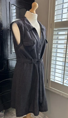 £17.20 • Buy Brora Black Linen Belted Shirt Dress 16