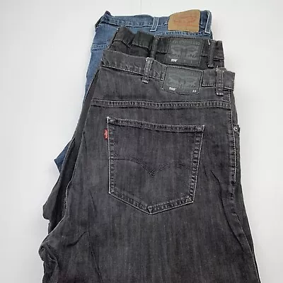 Lot Of 3 Levi's 559 Relaxed Straight Blue/Gray Jeans Men's Size 46x34 • $38.99