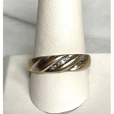 Mens Yellow Gold  And Diamond Wedding Band Ring Size 10.75 Sky • $247.50