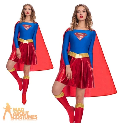 £32.99 • Buy Adult Ladies Supergirl Costume Womens Superhero Book Week Fancy Dress Outfit 