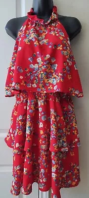 Mud Pie Women’s Size L  Sleeveless Flounce Summer Dress Red Floral Print Red • $24.99