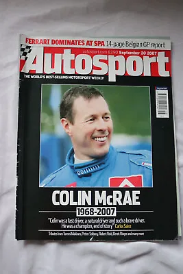 Autosport Magazine September 20th 2007 Colin McRae Tribute Edition • £7