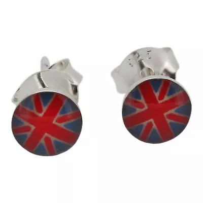 Sterling Silver Stud Earrings With Resin Union Jack By Touch Jewellery - UK Flag • £6.99