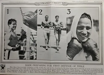 May 22 1935 Illus News Poster Max Baer Preparing For Jimmy Braddock Boxing • $28