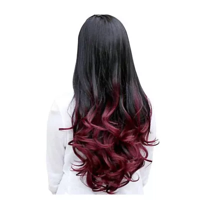 68cm Women Big Wave Long Curly Wavy Gradient Color Cosplay Wig Lolita • £18.89