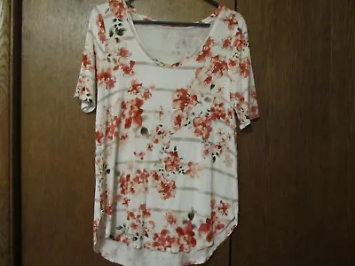 24/7 Maurice's Small Floral + Stripe Cute Ladies Single Knit Top • $1.55