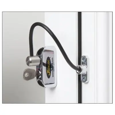 L21668 - JACKLOC Pro-5 Lockable Cable Window Lock - Chrome (black Sleeve) • £33.94