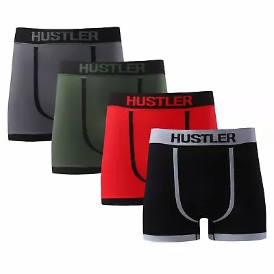 3 Pairs Mens HUSTLER Seamless Boxer Shorts Trunks Briefs Adults Underwear M L XL • £7.79