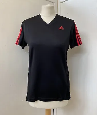 £10 • Buy ADIDAS Response Black Red Lightweight Climbacool Short Sleeve T-Shirt Size 10