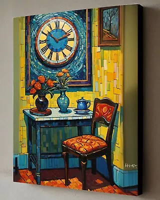 ABSTRACT STILL LIFE CANVAS PAINTING CUBIST VINTAGE MID MODERN 40x30CM Hitt W/COA • $250