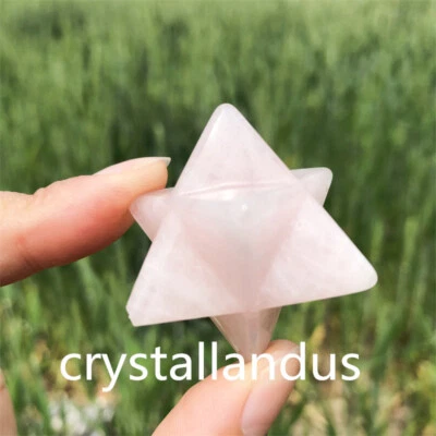 £9.49 • Buy 1pc Natural Rose Quartz Merkaba Star Carved Quartz Crystal Pendant Ornament