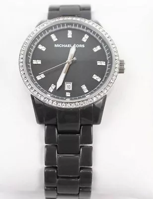 Michael Kors  Gray Acrylic Swarovski Crystal Accent Calendar Watch Mk5370 • $159.99