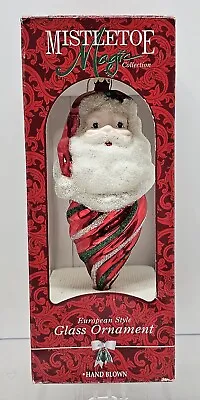 Santa Christmas Ornament Mistletoe Magic Collection Hand Blown Glass 7” • $19.99