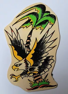 Original Vintage Antique Milton Zeis Produx +color Eagle Palm Tattoo Flash 3x4.5 • $31