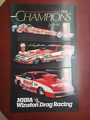 Vintage NHRA Winston Drag Racing  1988 Champions Poster Bernstein Glidden Amato • $45