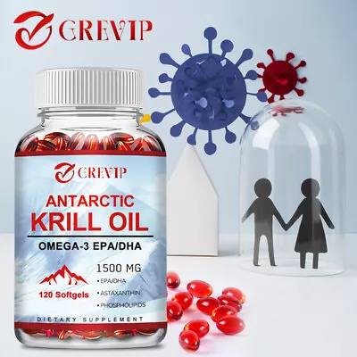 Antarctic Krill Oil 1500mg -with Omega-3 EPA DHA Astaxanthin And Phospholipids • $17.64
