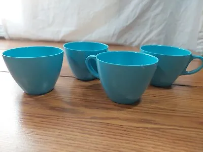 Vtg Melamine Melmac Coffee Cups Tea Mugs Blue Camping  • $8.99