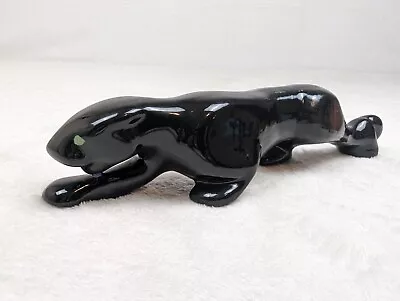 Black Panther  Figurine  Glazed  8 In  Nice  Hand Painted Green Eyes  • $13.43