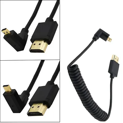 $7.99 • Buy Angled 90° Micro HDMI Male To HDMI Male Cable Cord Adapter Stretch Elastic