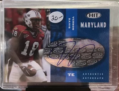 2006 SAGE Hit Vernon Davis Blue Rookie Auto Maryland Terrapins • $19.99