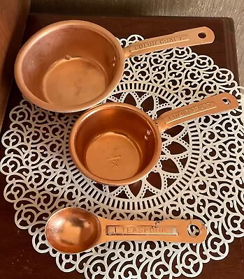 Vintage Color Craft Measuring Cups 1/2 1/4 Cup And 1 Teaspoon Copper Colored • $3.50