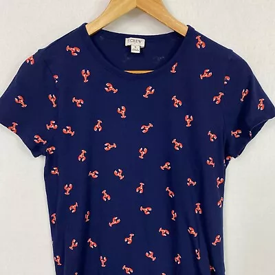 J.Crew Tshirt Dress Women's S Short Sleeve Navy With Red Lobsters Print Cruise • $19.99