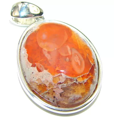 Bonfire Night Natural  Mexican Fire Opal .925 Sterling Silver Handmade Pendant • $116.60
