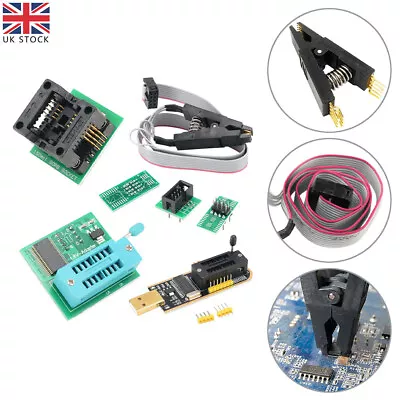Usb Ch341a Bios Eeprom Programmer & Soic8 Clip & Soic8 Adapter &1.8v Adapter UK • £10.49
