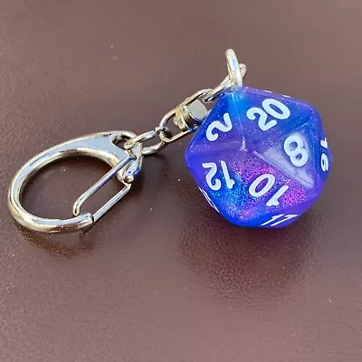 £2.49 • Buy D20 Dice Keyring - Blue & Purple - Shimmer - Dice - Geek - Games Master - D&D.