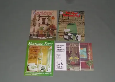 4 Vintage Macrame Patterns Plant Hangers & Mad About Macrame 1 & 2 Books 1970's • $8.95