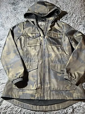 Michael Kors Hooded Camo Anorak Zip Jacket Size Medium Black Camo READ • $28.80