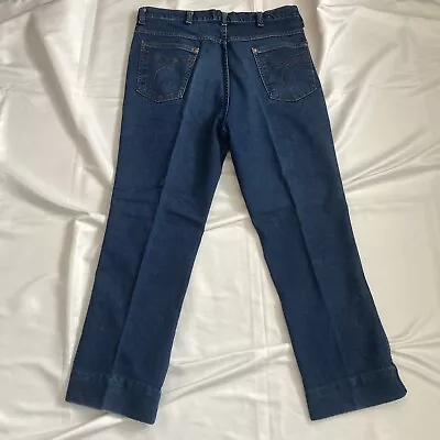 True Vintage Flared Jeans 34 X 28 Rivet Pockets  1970s  1980s Western Denim • $22