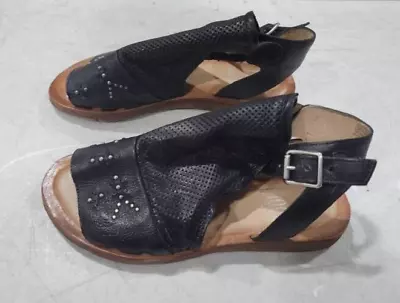 Miz Mooz Leather Wide Width Ankle-Strap Sandals Fifi Black US Size 7.5 ~ New • $32