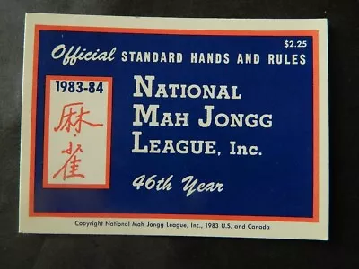1983-84 National Mah Jongg League Rules  Game Card • $17.95