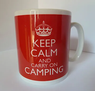 Keep Calm And Carry On Camping Gift Mug Cup Present Caravan Tent Holiday • £9.99