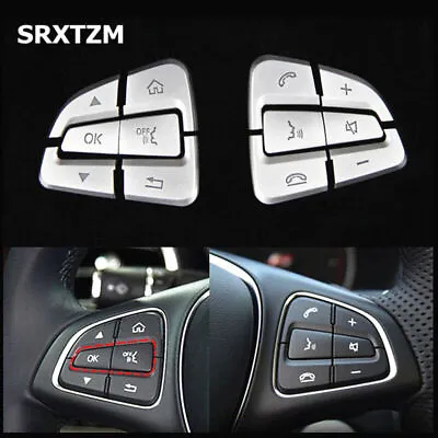 Steering Wheel Button Silver Trim For Mercedes Benz GLC C Class W205 2015-2018 } • $10.93