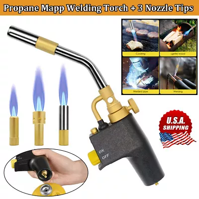 Adjustable High Intensity Mapp/Propane Torch Trigger Start Welding Torch & 3Tips • $39