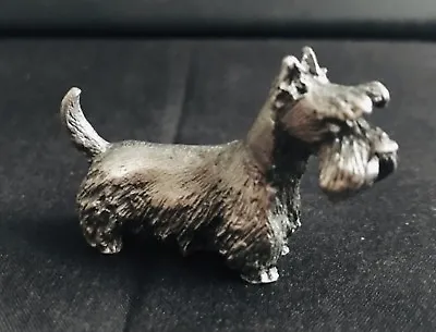 Solid Pewter SCOTTISH TERRIER Dog Puppy Silver Metal Statue Figurine C • $6.95