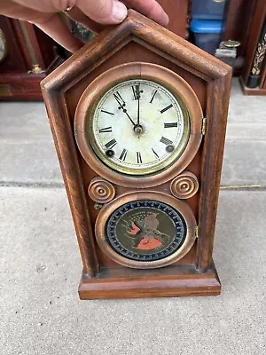 OLD ANTIQUE  Mantel Shelf COTTAGE Clock Great Glass • $95