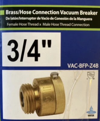 $15.99 • Buy Homewerk Hose Connection Vacuum Breaker 3/4” FHT X 3/4” MHT 125 PSI 180/F