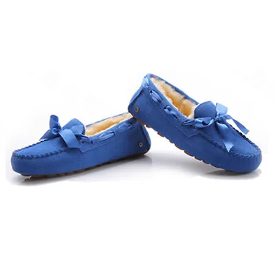 AXAustralia UGG Moccasins Womens Slippers Premium Australian Sheepskin Wool Blue • $34.99