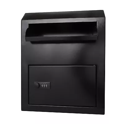 Wall-Mounted Mailbox Letter Drop Box Lockable Indoor Outdoor Key Drop Box Black • $57