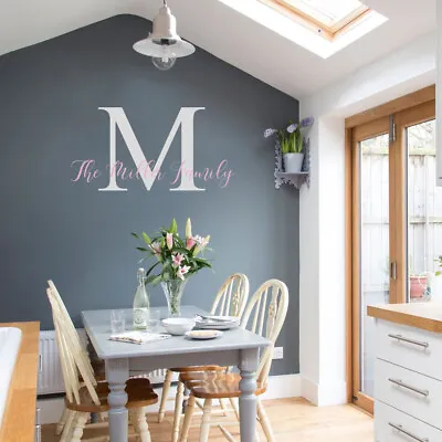 Family Name & Initial Personalised Wall Sticker Living Room Kitchen Vinyl Decal • £14.99